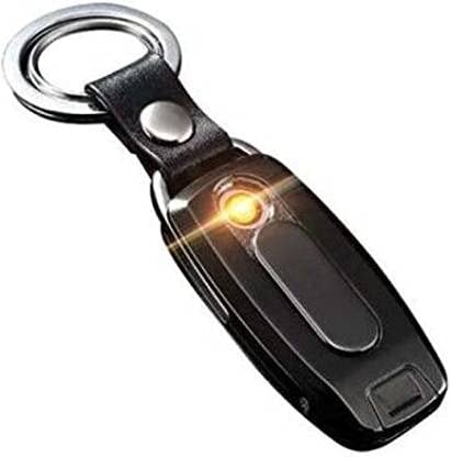 Multi-Function Keychain USB Cigarette Lighter Electric Charging Lighter with LED Lighting Keychain Pocket Outdoor Indoor Cigarette Lighter for Smoking & Gift