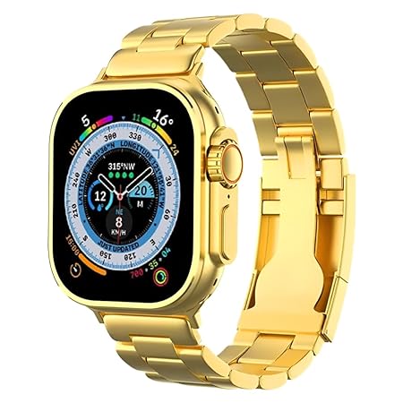 Smart Watch Golden, Golden Smartwatch for Men The Ultimate Companion Ultra Watch Golden Smartwatch - Golden Bracelet Strap - Bluetooth Call, Wireless Charging, Fitness Bracelet - Golden