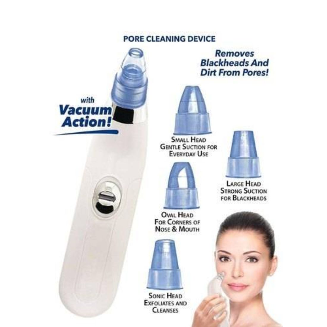 Beautiful Skin Care Expert Acne Pore Cleaner Vacuum Blackhead Remover Kit, Gentle and Adjustable Pore Cleansing Tool with Multiple Suction Levels and Interchangeable Heads