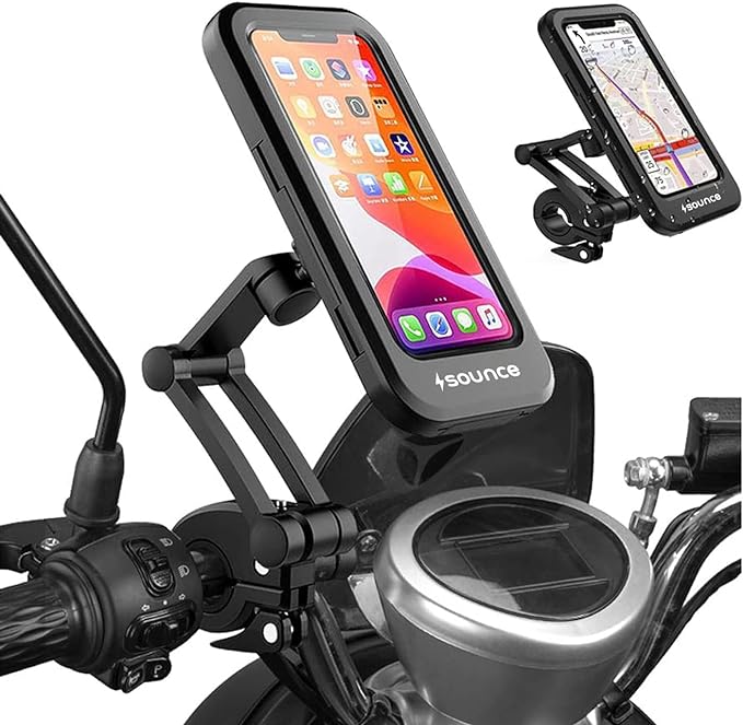 Bike Phone Mount Waterproof Cell Phone Holder 360 Rotation Motorcycle Phone Case Universal Bicycle Handlebar Phone Mount with Sensitive Touch Screen Fit Below 4-7.2 Inches Smartphone