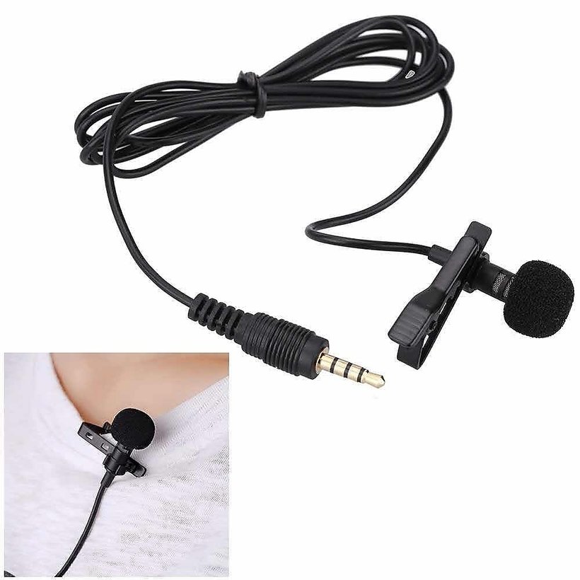 Metal Clip Mic For Youtube, Voice Recording, DSLR Camera 26 CABLE (Black)