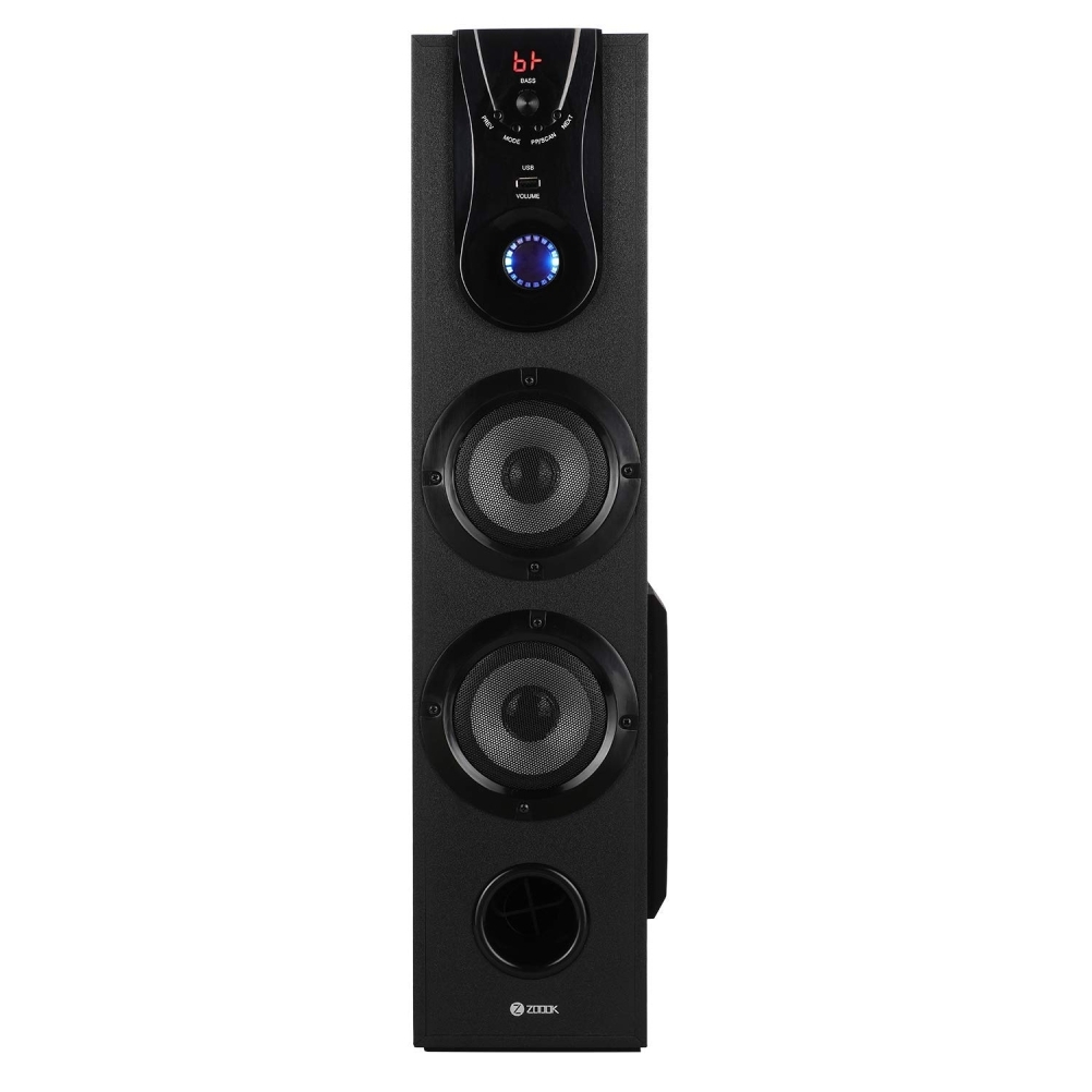 Zoook Tornado 101 Tower Speaker 60W Bluetooth with USB, FM, Bluetooth, Remote Control, Home Theater, Party Speaker (Black) 