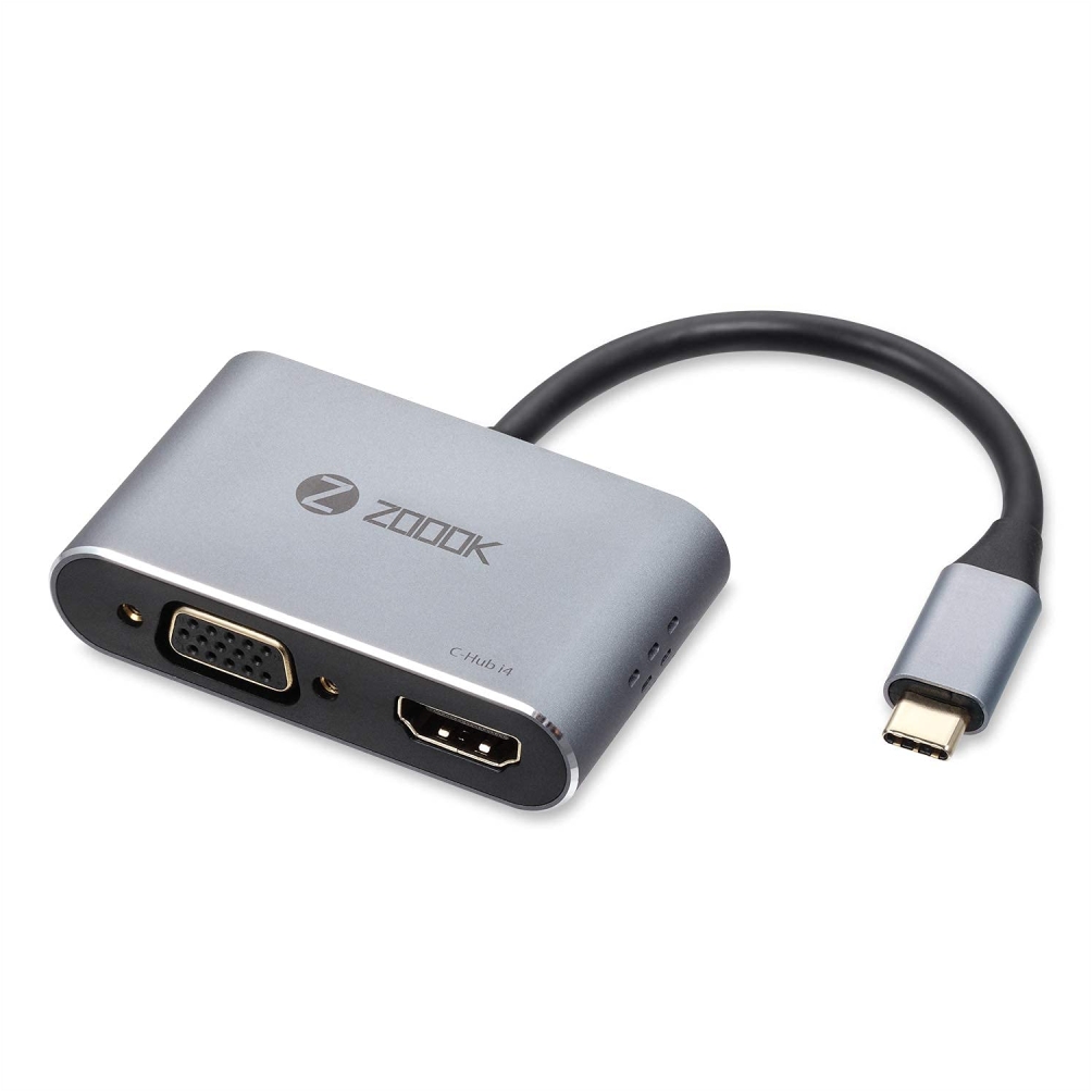 Zoook USB C Hub Type C to 4K HDMI VGA Adapter
