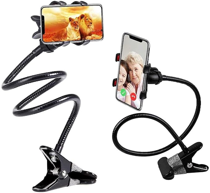 Lazy Stand Bracket Cell Phone, 360 Degree Flexible Portable Foldable, Long Arm Clip Mobile Stand for Table Mobile Stand