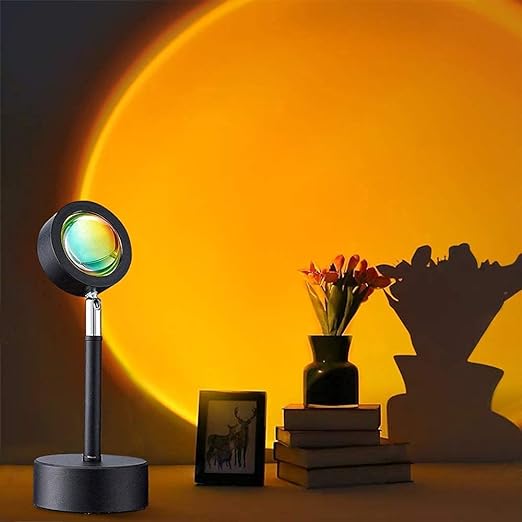Sunset Projection Network Red Light Romantic Visual Ambient Round Night Light with 180 Degree Rotation USB Charging