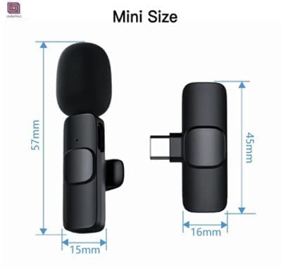 CP 2 in 1 K8 Wireless Microphone, Digital Mini Portable Recording Clip Mic with Receiver for All Type-C Lightning Mobile Phones Camera Laptop for Vlogging YouTube Online Class, Zoom Call