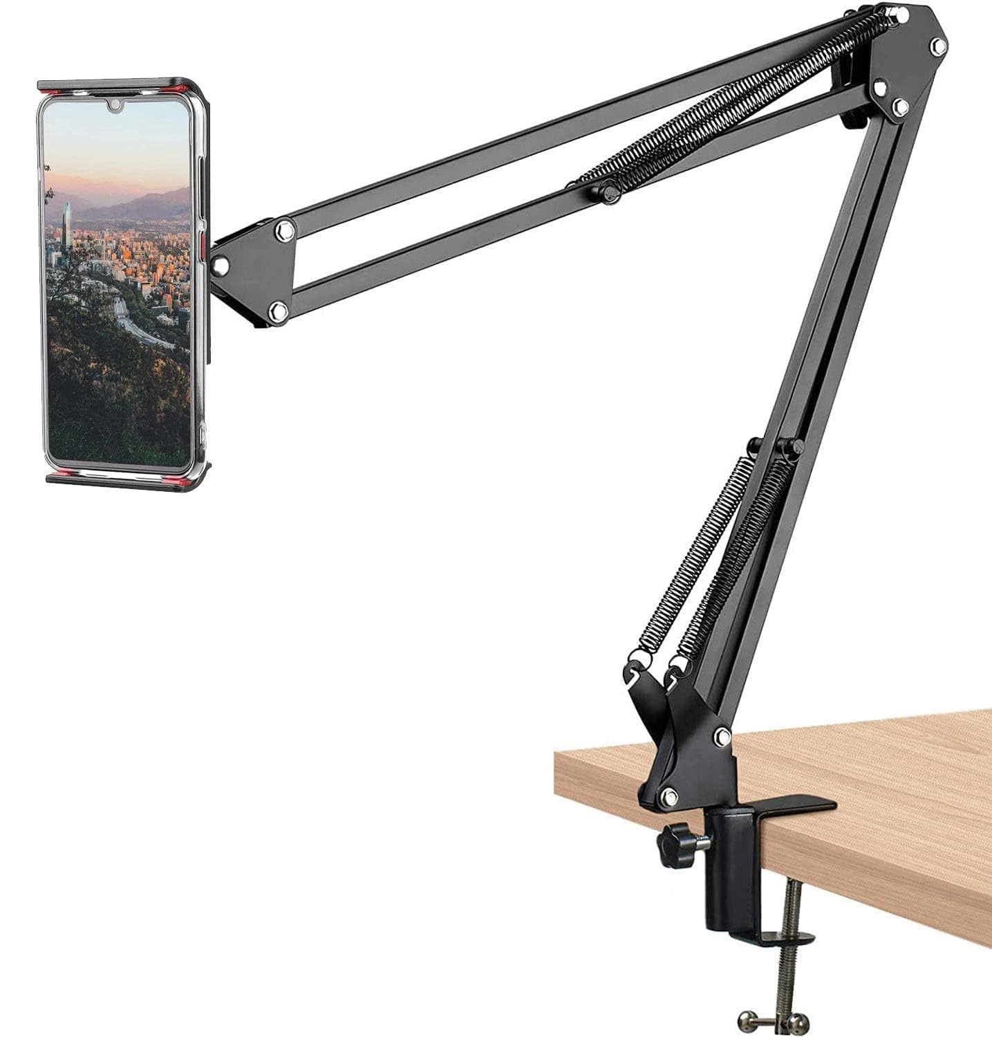 Mobtude Professional Microphone Stand with Phone Holder Useful for Studio Recording Microphone Stand  (Black)