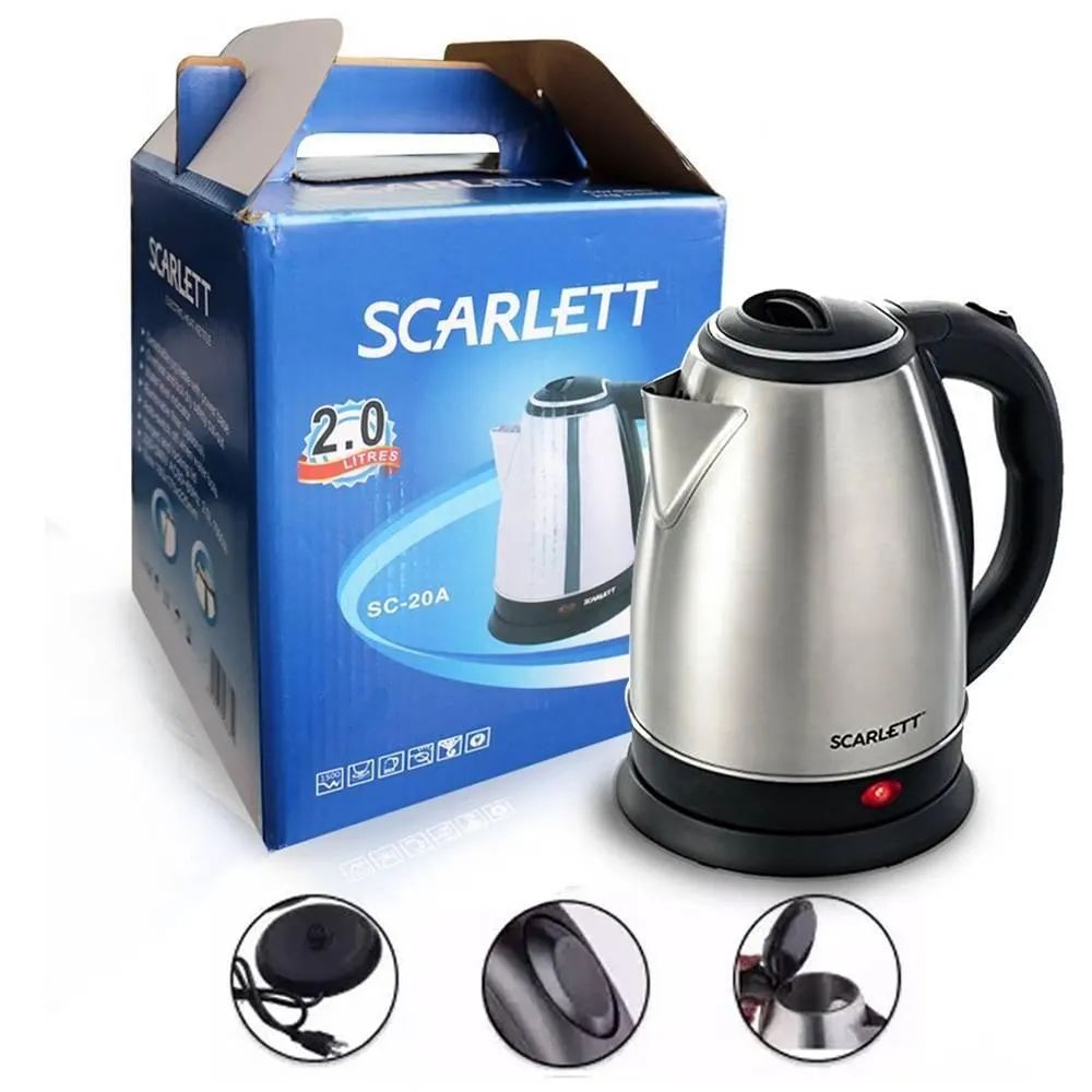 SCARLETT RMS121 Electric Kettle, rust-resistant, sturdy and durable (1.8 L, Steel)