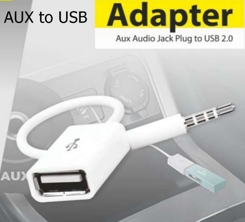 3.5mm Male Car AUX Audio Jack to USB 2.0 Female Adapter Converter Cord OTG  Cable (White) 