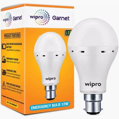 WIPRO GARNET LED EMERGENCY BULB 12W 6500K COLOR WHITE 1 YEAR WARRANTY 