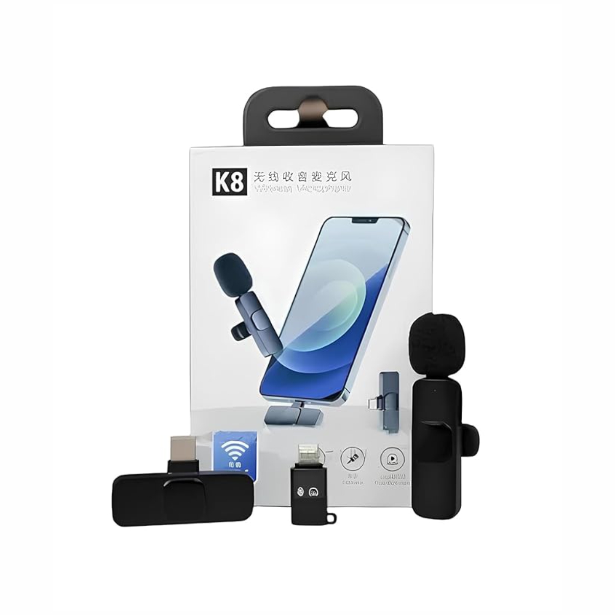 K8 Wireless MICE, Plug & Play Type C, iPhone , Micro USB , USB normal PC ports Collar Mic