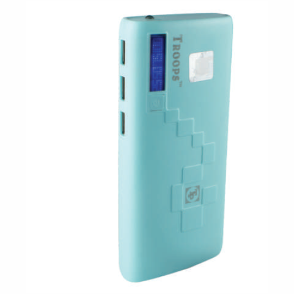 TP TROOPS TP-1007, 12000mAh Digital Power Bank with Torch, 3 USB Slot, Fast Charging Capacity