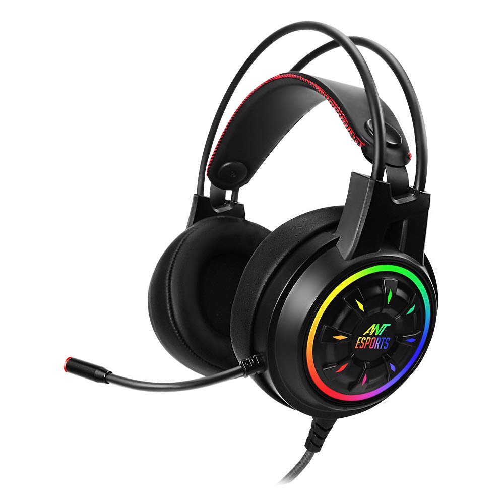  Ant Esports H707 RGB Wired Gaming Headset Noise Cancelling Over-Ear Headphones with Mic for PC / PS4 / Xbox One/Nintendo