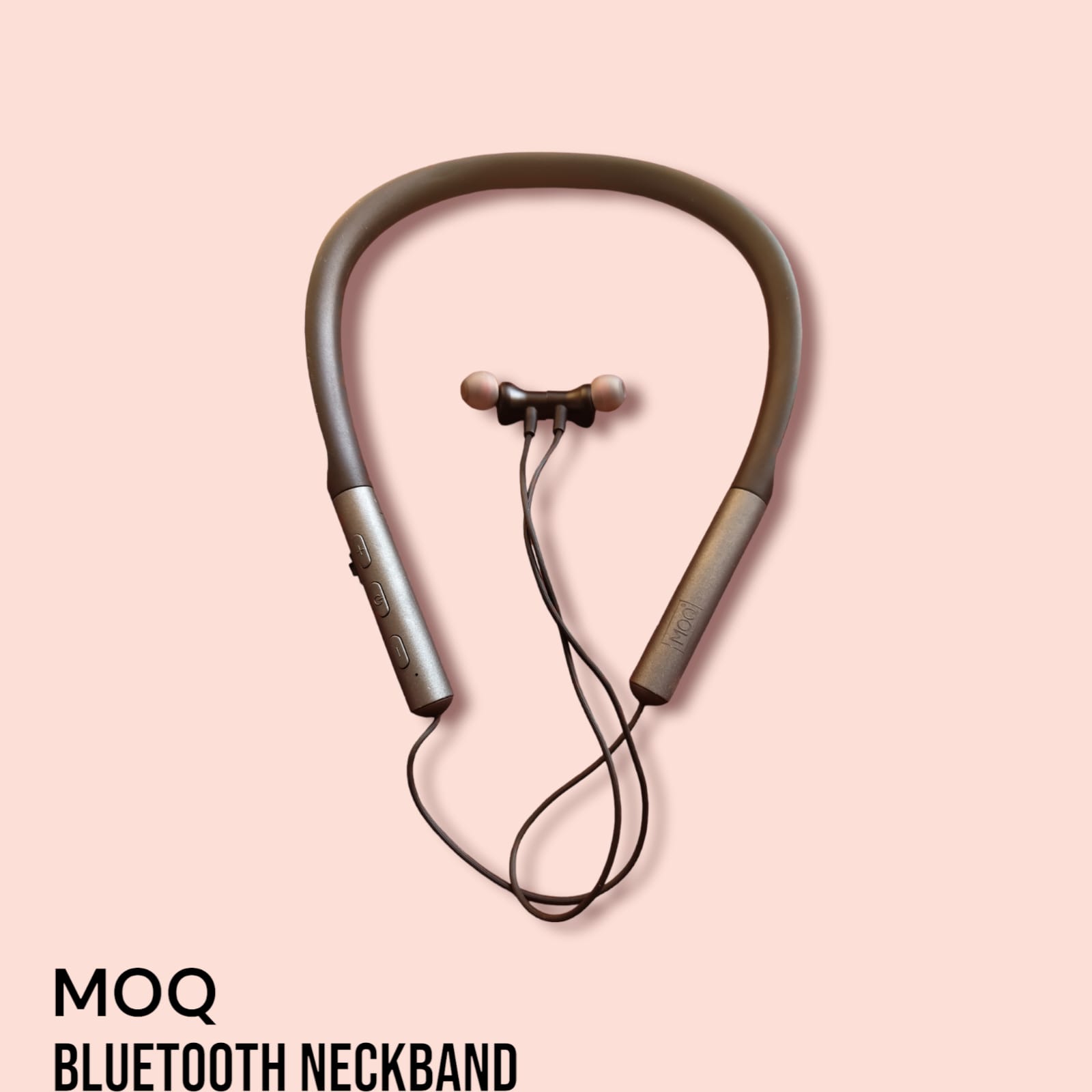 MOQ NECKBAND BLUETOOTH HEADSET WITH MIC, IN THE EAR 34 HOURS, GREY COLOR 