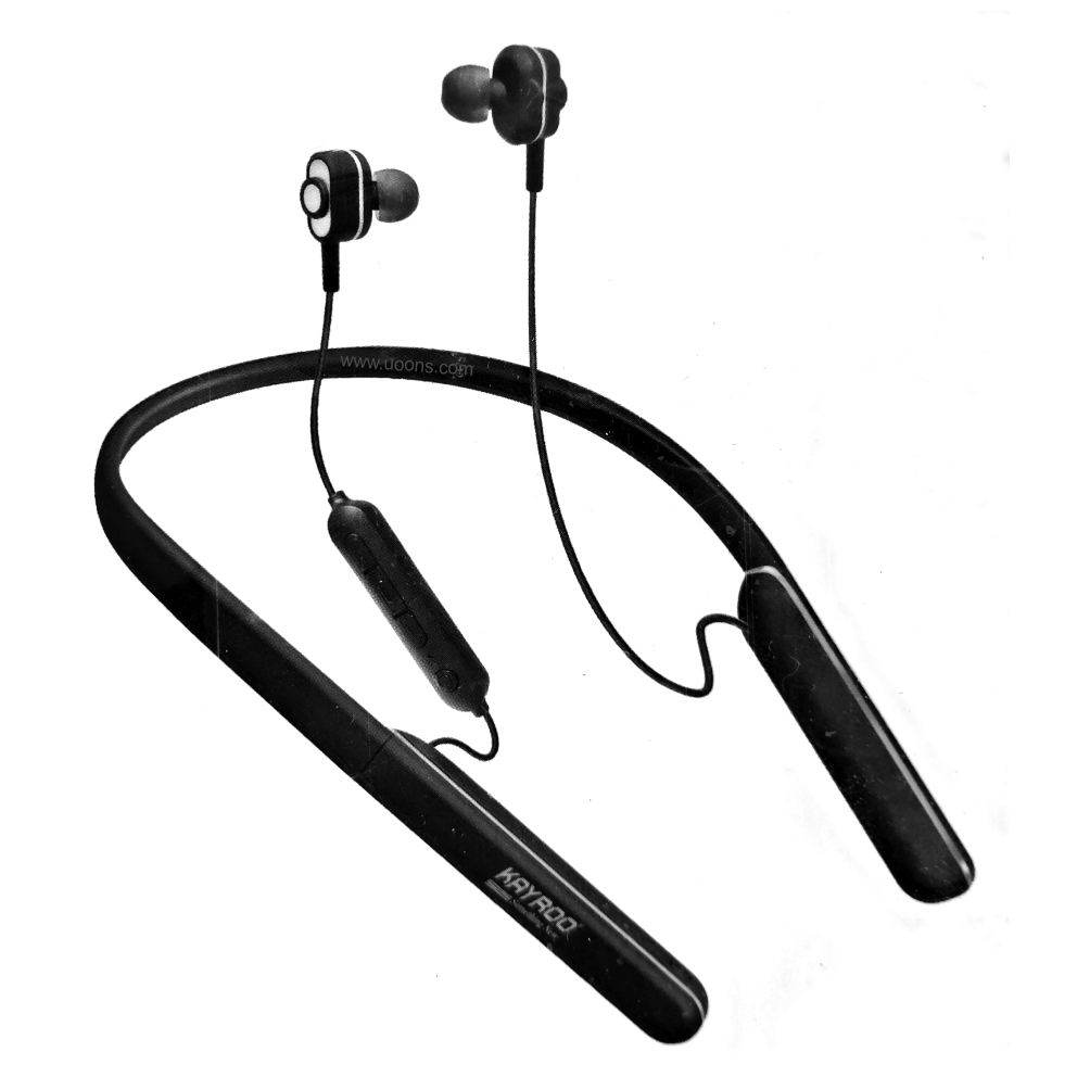 KAYROO Neckband Bluetooth Headset with mic, Sports wireless Neckband, Black, In the Ear ( Upto 72 Hours ) KNB 5