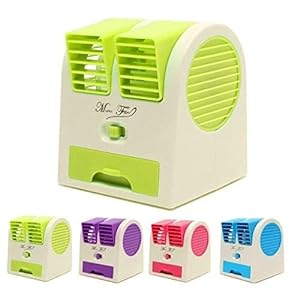 Portable Mini Air Cooler | Mini Perfume Turbine Fan/Mini Fan | Best for Office/Car/Home | USB & Battery operated | Dual Air Vents (Multi-Color)