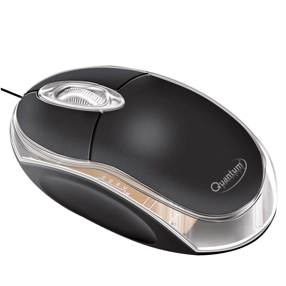 Quantum QHM222, 3-Button 1000DPI Wired USB Optical Mouse (Black)