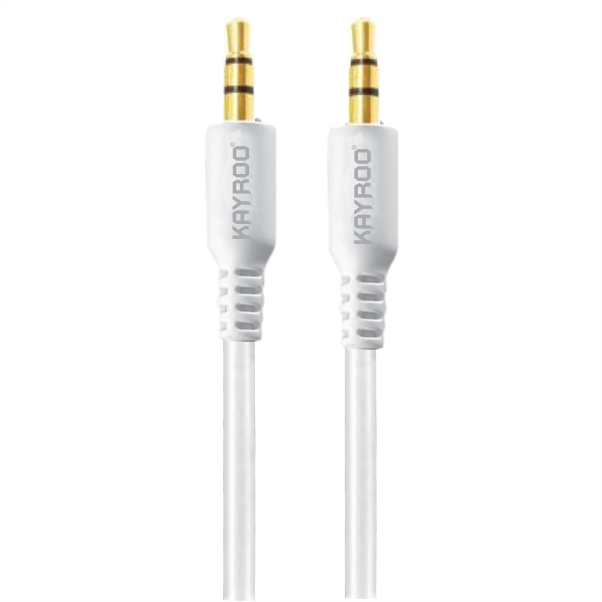 AUX Cable for audio devices from KAYROO ( 4mm / 2 Mtr. ) White