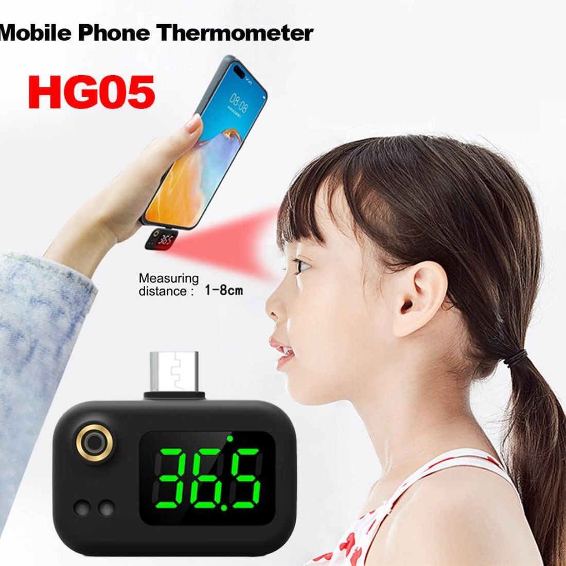 Smartphone-Connected Mini Infrared Thermometer, Versatile Temperature Measurement for Health and Environment