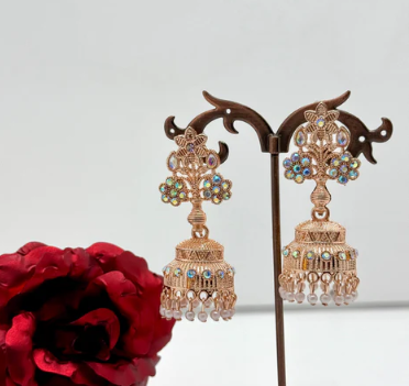 Traditional Rose Design Earring Pair
