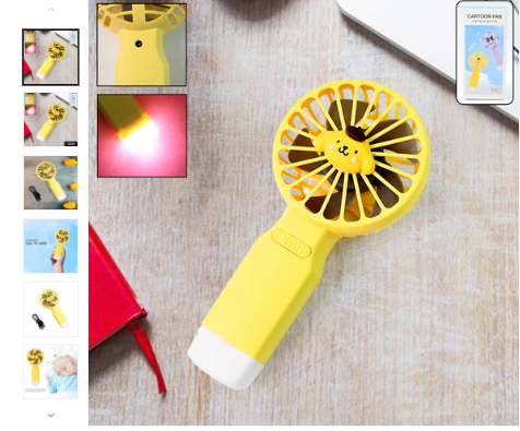 Cute Cartoon Handheld Fan with LED Light (1 Pc)