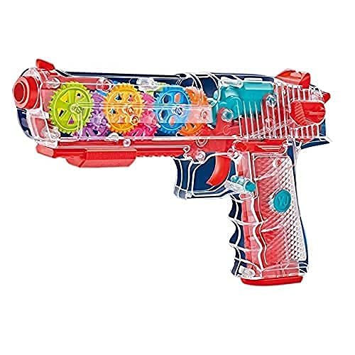 Sound & Light Geargun Transparent series Flashing Light and Sound Electric Gun ; Concept Gun Toy with Colorful Light and Music for Kids ; Random Colors ; Pack of One ;Age 3 & Above