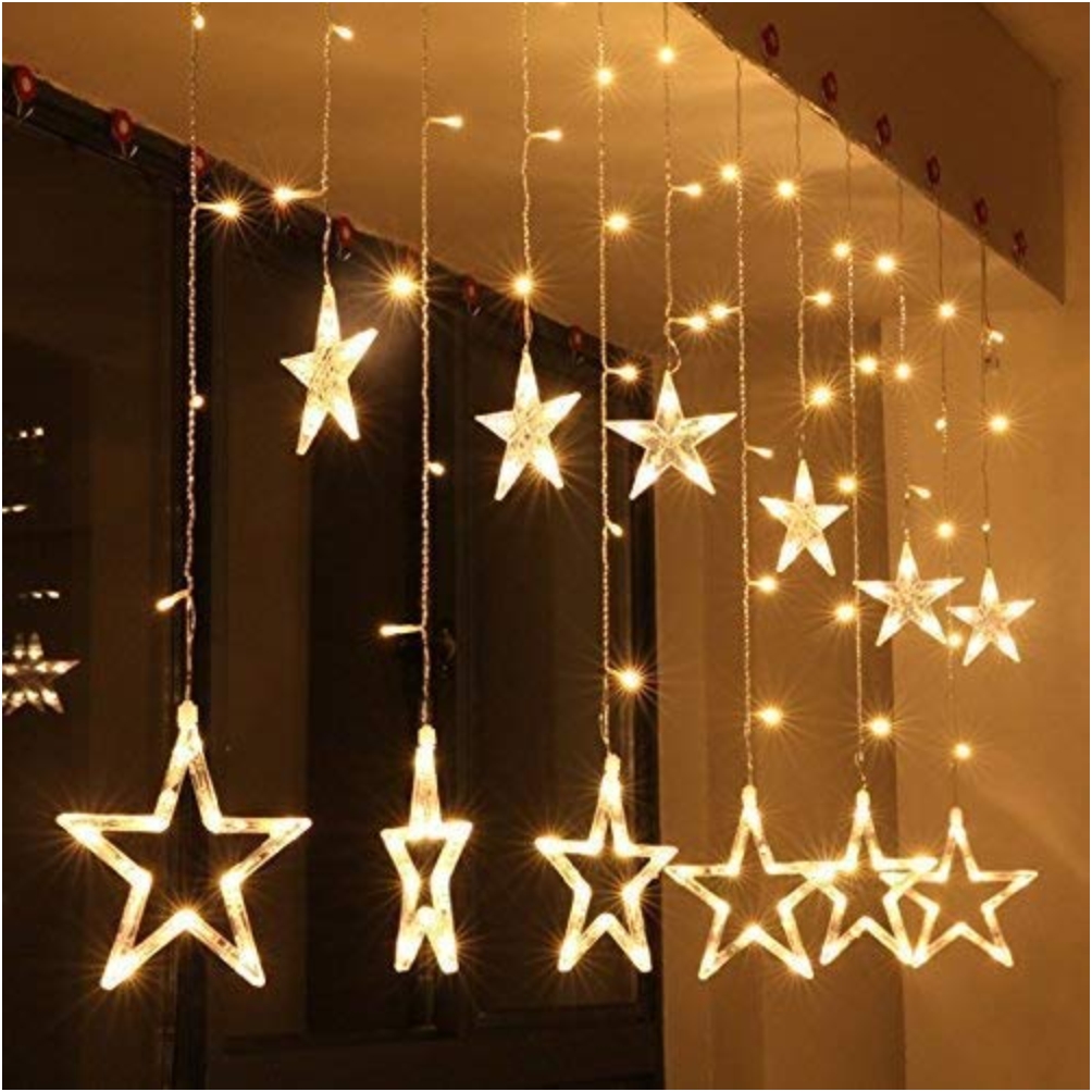 Stryam 12 Star Curtain LED String Light with Flashing Modes - (Warm White)