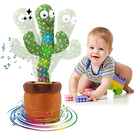 Dancing Cactus Talking Toy, Cactus Plush Toy, Wriggle & Singing Recording Repeat What You Say Funny Education Toys for Babies Children Playing, Home Decorate (Cactus Toy) (Large)