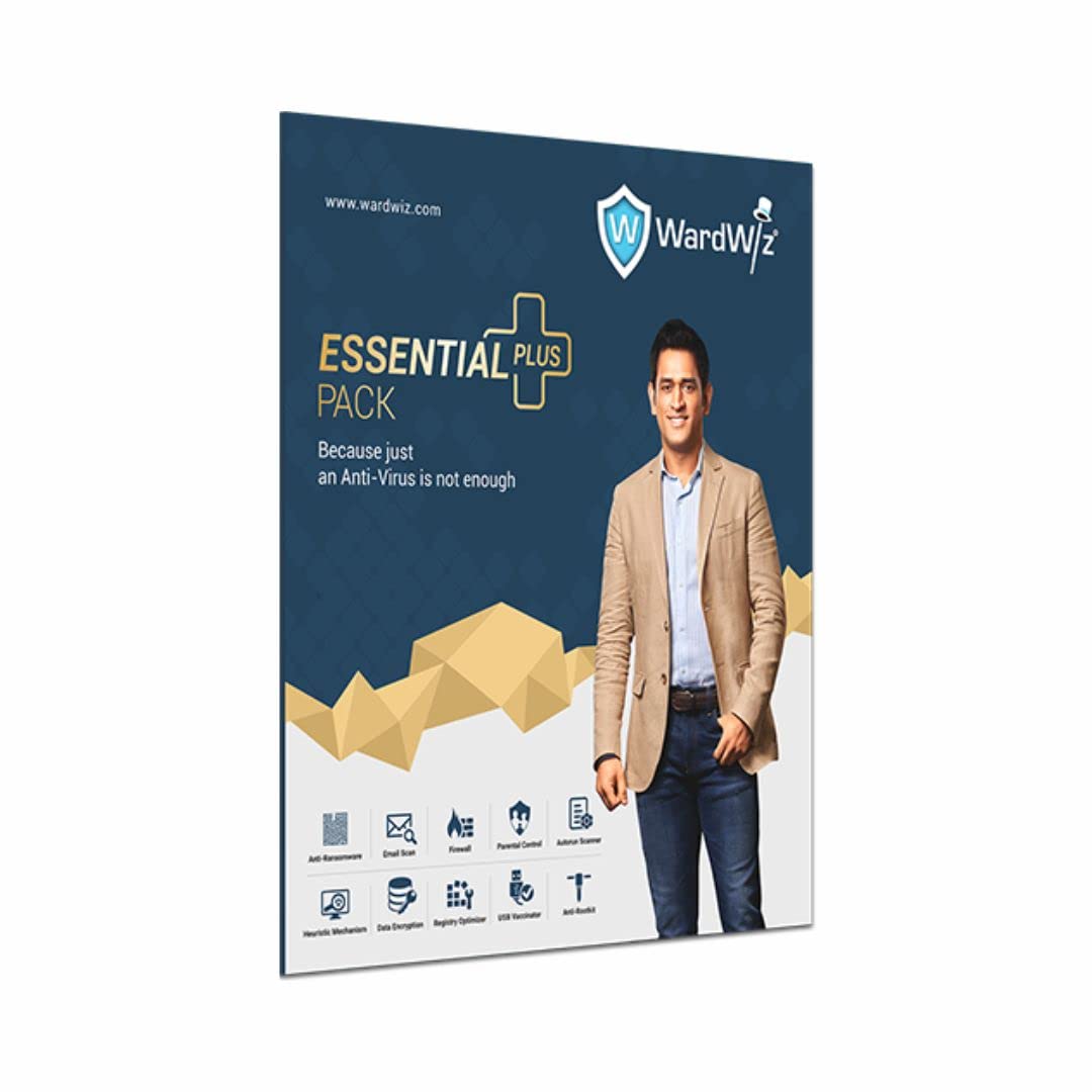 WardWiz Essential Plus Total Security Antivirus for PC - Registry Optimizer, Data Encryption, Data Theft Protection, Infected File Quarantine & Recovery, Firewall, Parental Control - 1 User for 1 Year