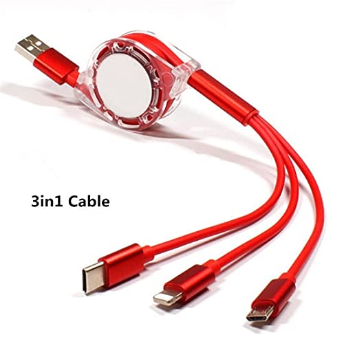 Retractable USB Cable 3 in 1 Fast Charging Cable Type-C Cable Micro-USB Cable 8 Pin Cable for Mobile Charging