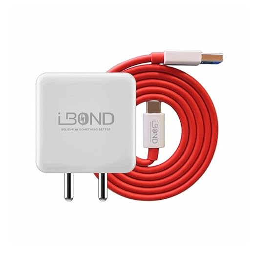 iBOND 65 Watt Warp Charger for Oneplus Charging with USB to C Cable Charger Compatible for OnePlus 10/10 Pro/9/9 Pro/ 9R/ 8/ 8T/ Nord/CE/One Plus 7/7T/ Nord 2T-Red/realme x7 5g
