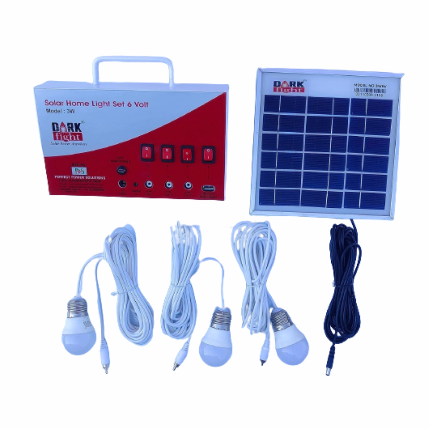 DARK FIGHT 6 Volt Solar Light Set with Strong Metal Powder Coating Body For Home / Office 