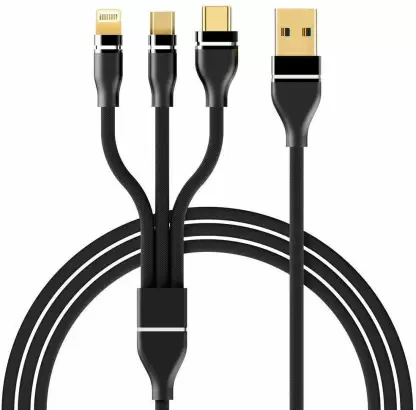 Wrapo Power Sharing Cable, 1m Fast Charging Cable for Micro Type-C (Black) - Compatible with All Android Mobiles