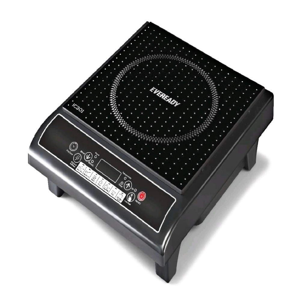 Eveready IC301,1400W Induction Cooktop (Black, Push Button)