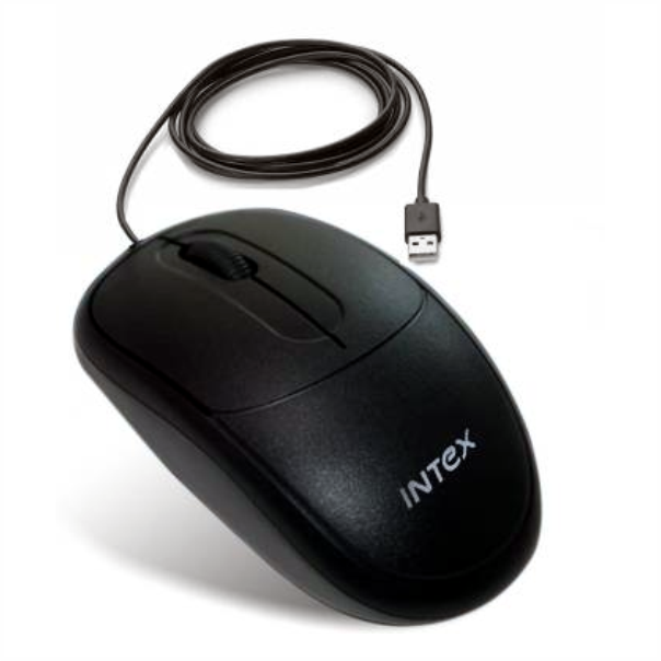 Intex ECO - 6 Wired USB Optical Mouse, USB 2.0 - Black