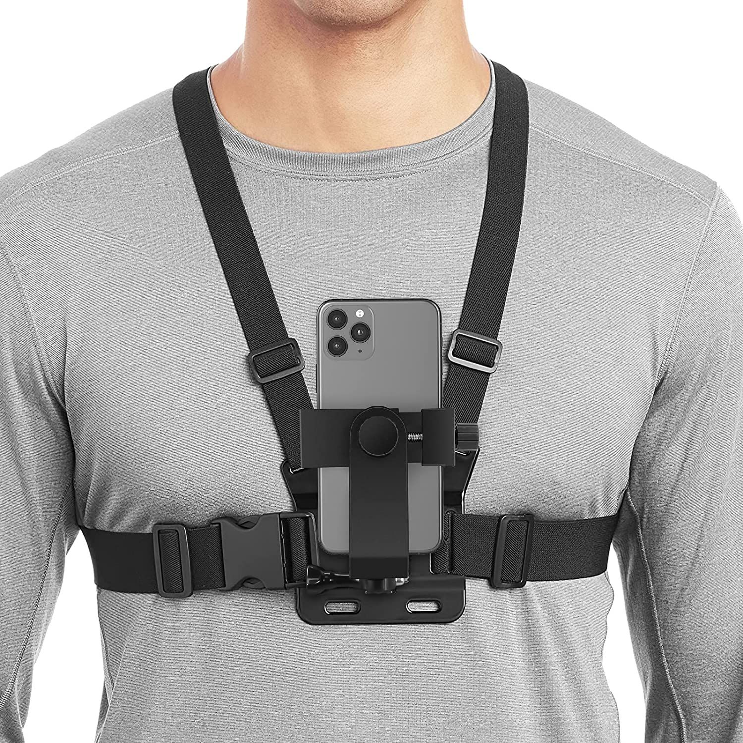 Mobile Phone Chest Strap Mount GoPro Chest Harness Holder for VLOG/POV, with iPhone 13 Pro Max Plus,Samsung,GoPro Hero 9, 8, 7, 6, 5,OSMO Action, AKASO,Action Camera and Cell Phones 