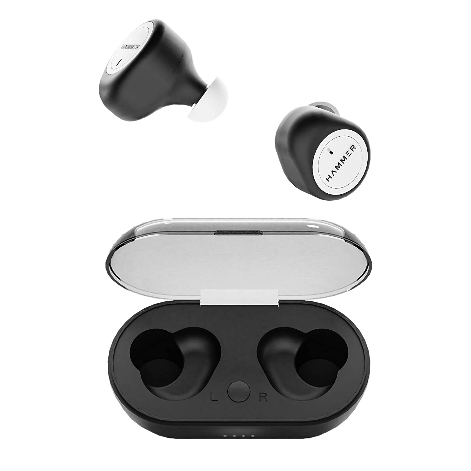 Hammer Airflow Truly Wireless Earbuds with Magnetic Charging Case 300mah, TWS (White)