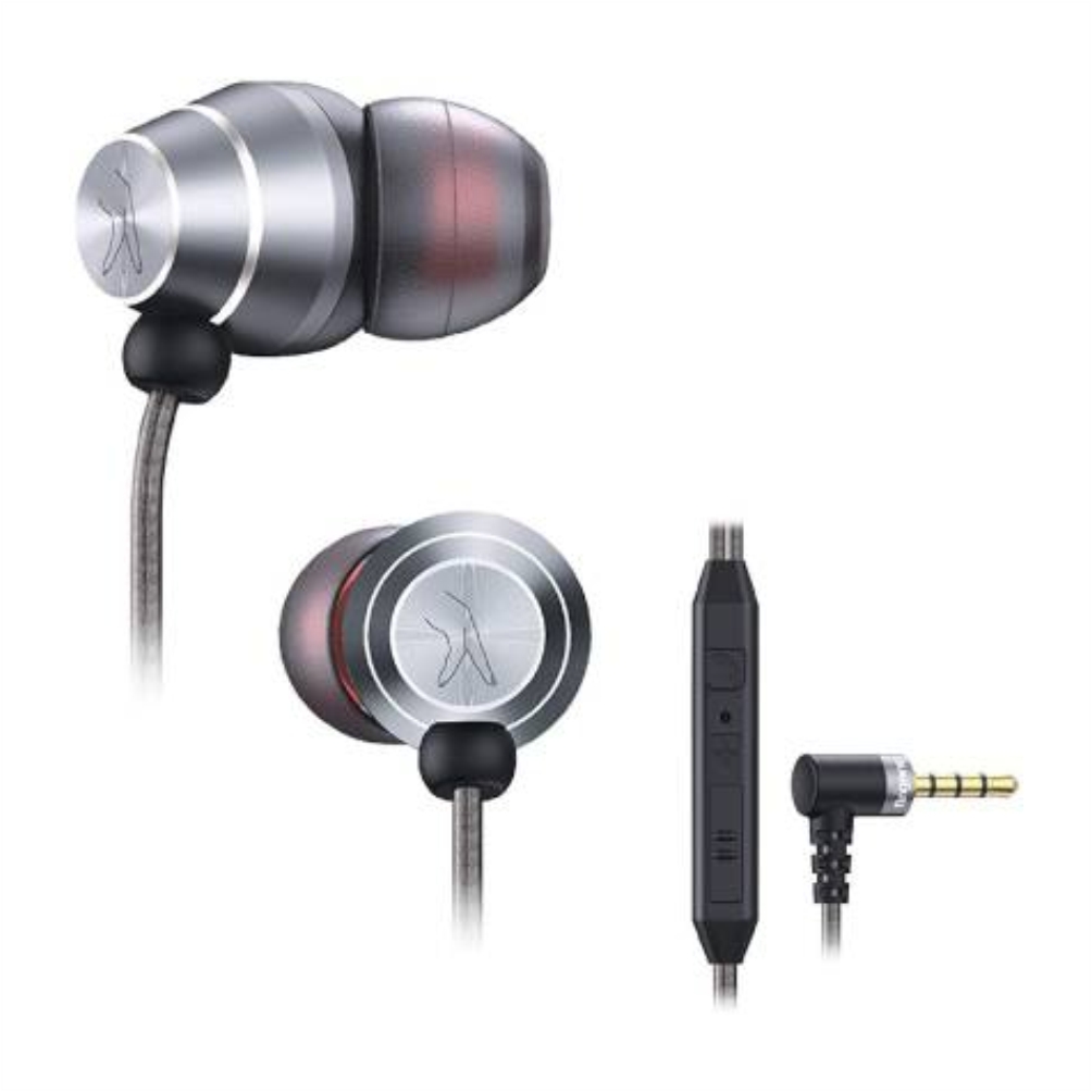 Fingers Supreme Wired Earphones With Golden L-Pin Connector &Comfortable and secure fit (Grey)