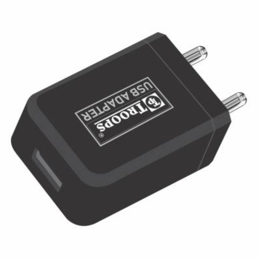 TP Troops 2.4 amp travel adapter mobile charger (Black) TP445