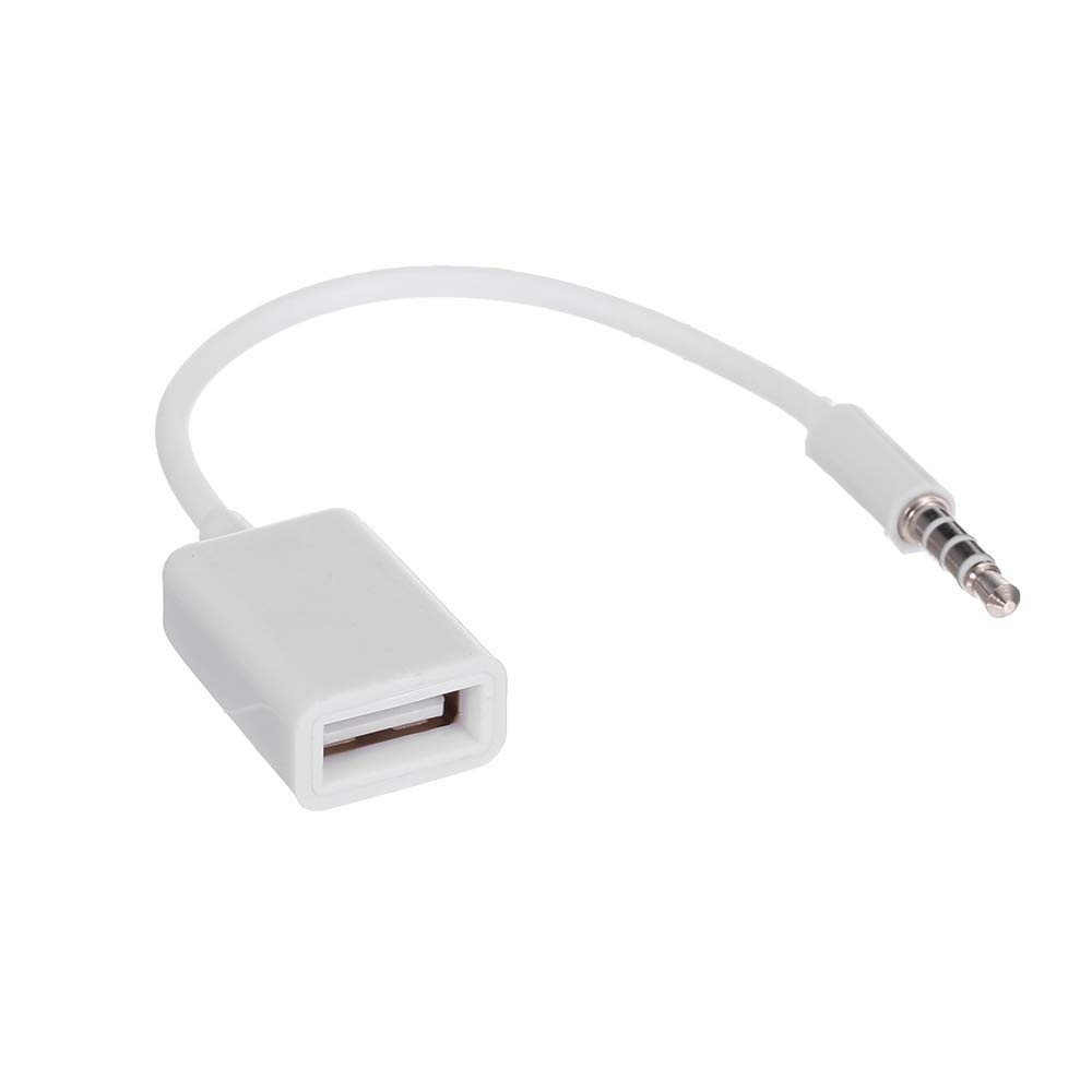 TP Troops 3.5mm Male Car AUX Audio Jack to USB 2.0 Female Adapter Converter Cord OTG Cable (White) TP 2221