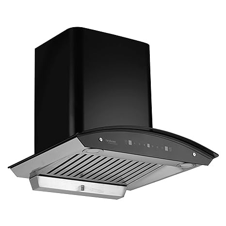 Hindware Nevio Plus Blk 60cm Wall Mounted Chimney, Powerful Suction, Touch Control, Auto-Clean Technology