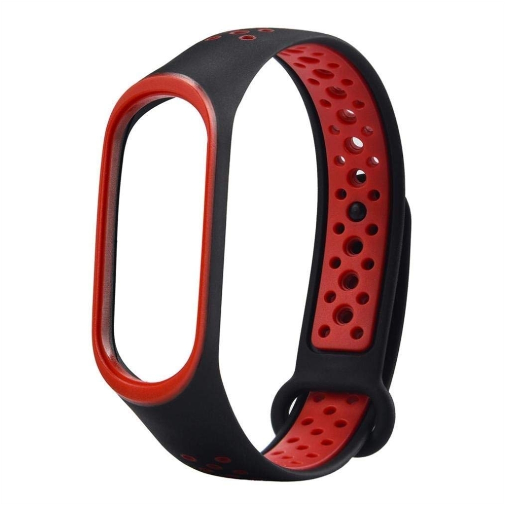 Iloft® Ventilate Sport Soft Wristband Wrist Strap for Xiaomi Mi Band 3 & 4 (Red & Black)