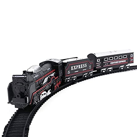 Peary Electric Train Bullet Train Black Train 13 Pieces Train Set with Tracks and Signals Battery Operated Toy Set for Kids Medium Size (Black)