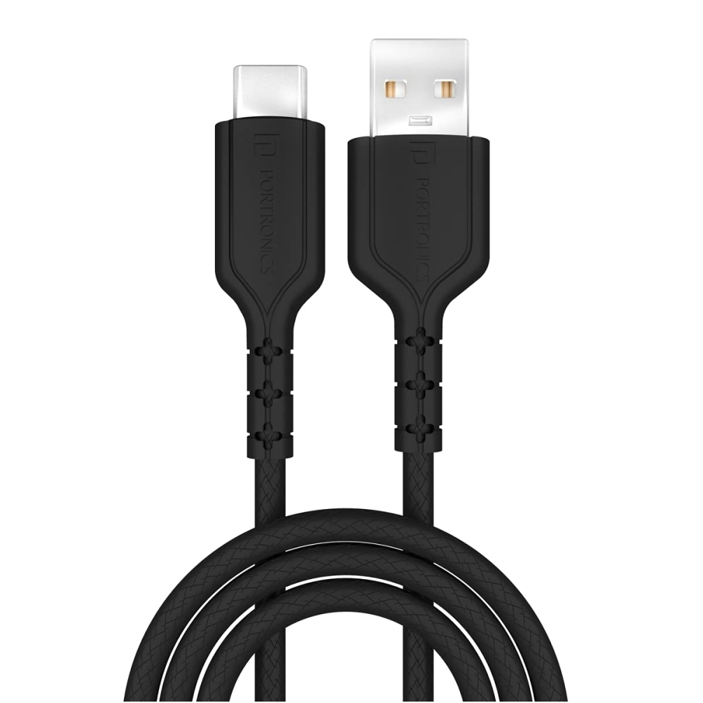 Portronics POR-656 Konnect Core 1M Type C Cable with Charge & Data Sync (Black)