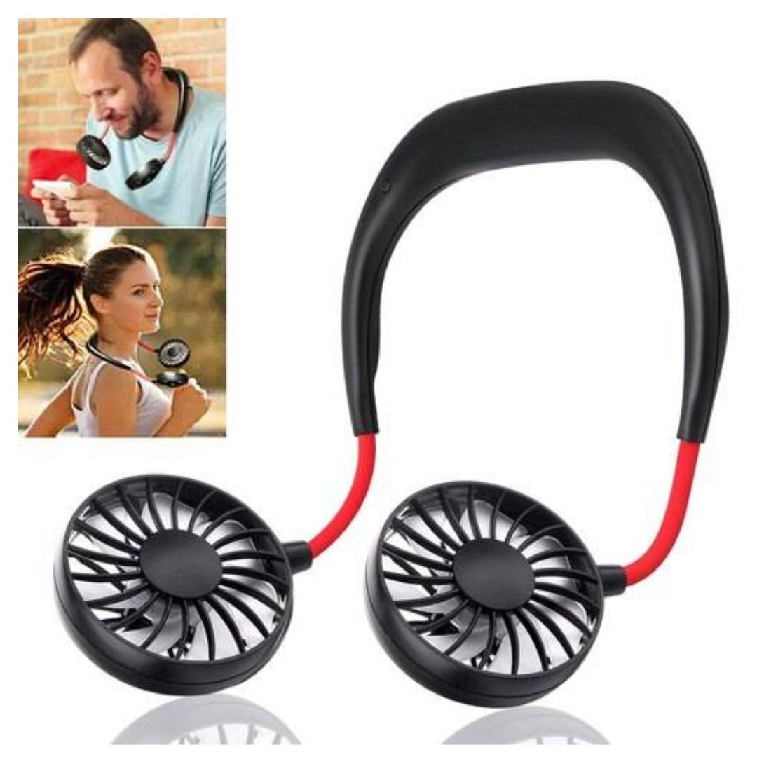 360-Degree Rotation Rechargeable Neckband Fan: Hands-Free Portable Cooling Solution
