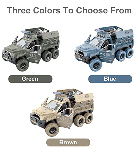 Magicwand R/C Rechargeable Off-Road Flying Saucer Military Truck with LED Headlights【Multi-Colored】【Pack of 1】
