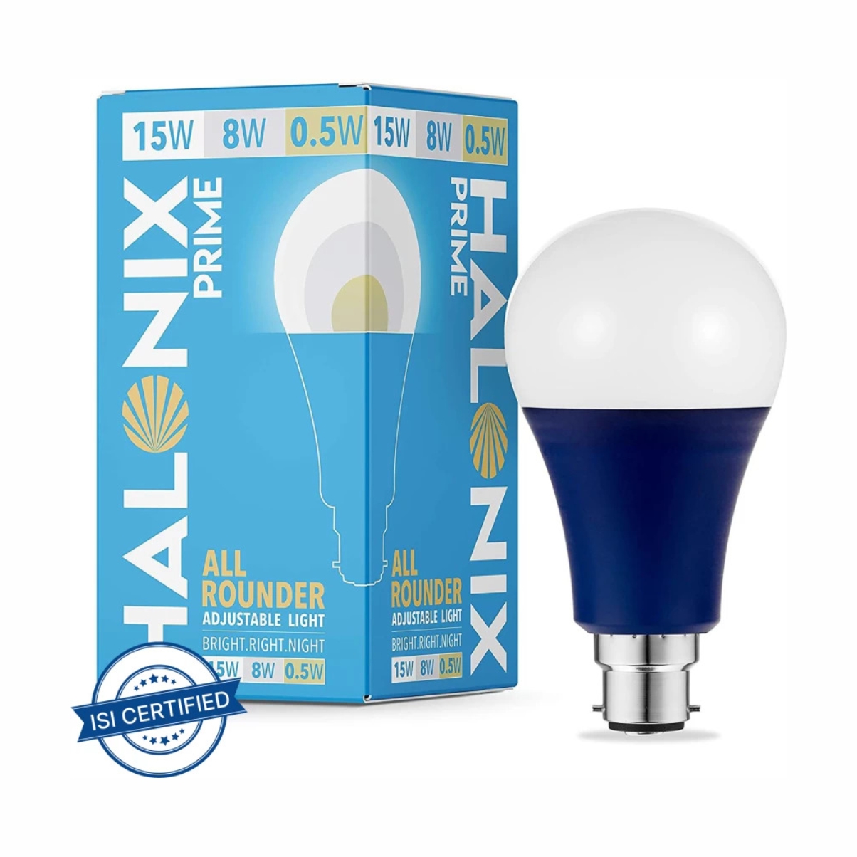 HALONIX 15 W, 8 W, 0.5 W Round B22 LED Bulb (White, Blue)