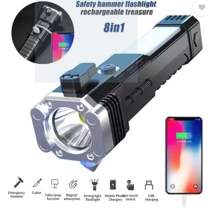 DNM Hammer Torch LED Flashlight Long Distance Beam Range with Power Bank Torch 