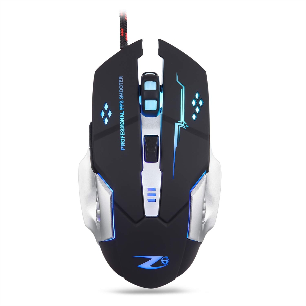 Zoook Bomber Wired USB Gaming Mouse with Colorful LED Light and 3200 DPI, 6 Programmable Buttons 