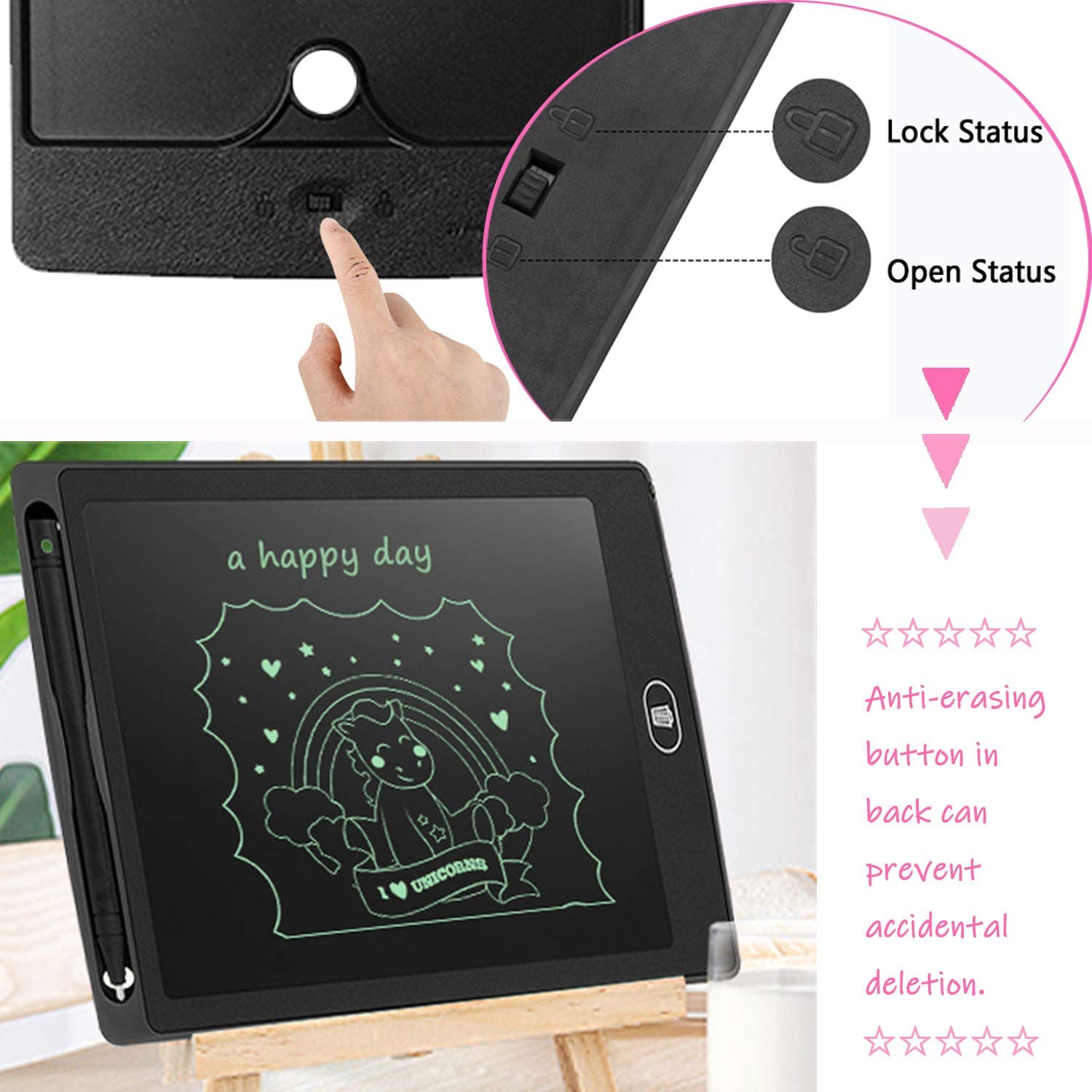  Portable Ruff 12 inches LCD Paperless Memo Digital Tablet Notepad Scribble Board/E-Writer/Writing/Drawing Pad/Digital Writing Tablet/Erasable Doodle Pad